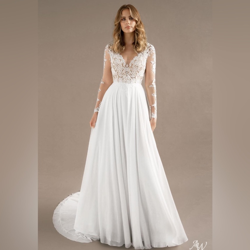 AW Bridal Long Sleeve Lace Wedding Dress